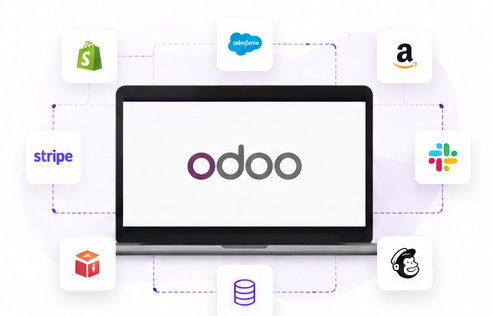 Odoo implementation services illustration with ERP modules
